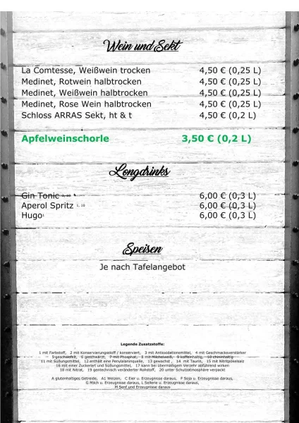 Speisekarte Waggon Großräschen, Imbiss, Burger, Pommes, Getränke, Snacks, gemütliche Atmosphäre